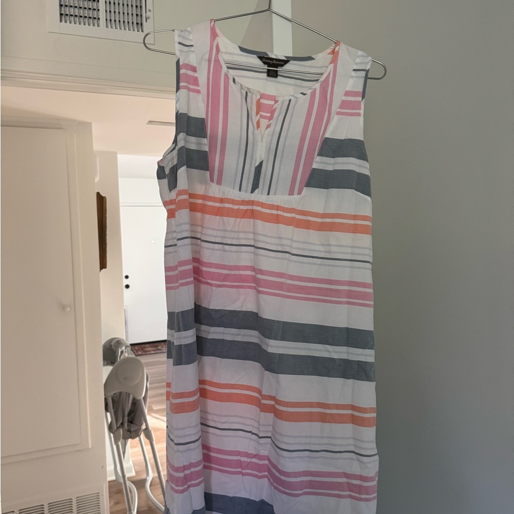 Tommy Bahama Striped Mini Dress - Pink, Orange, Gray, White